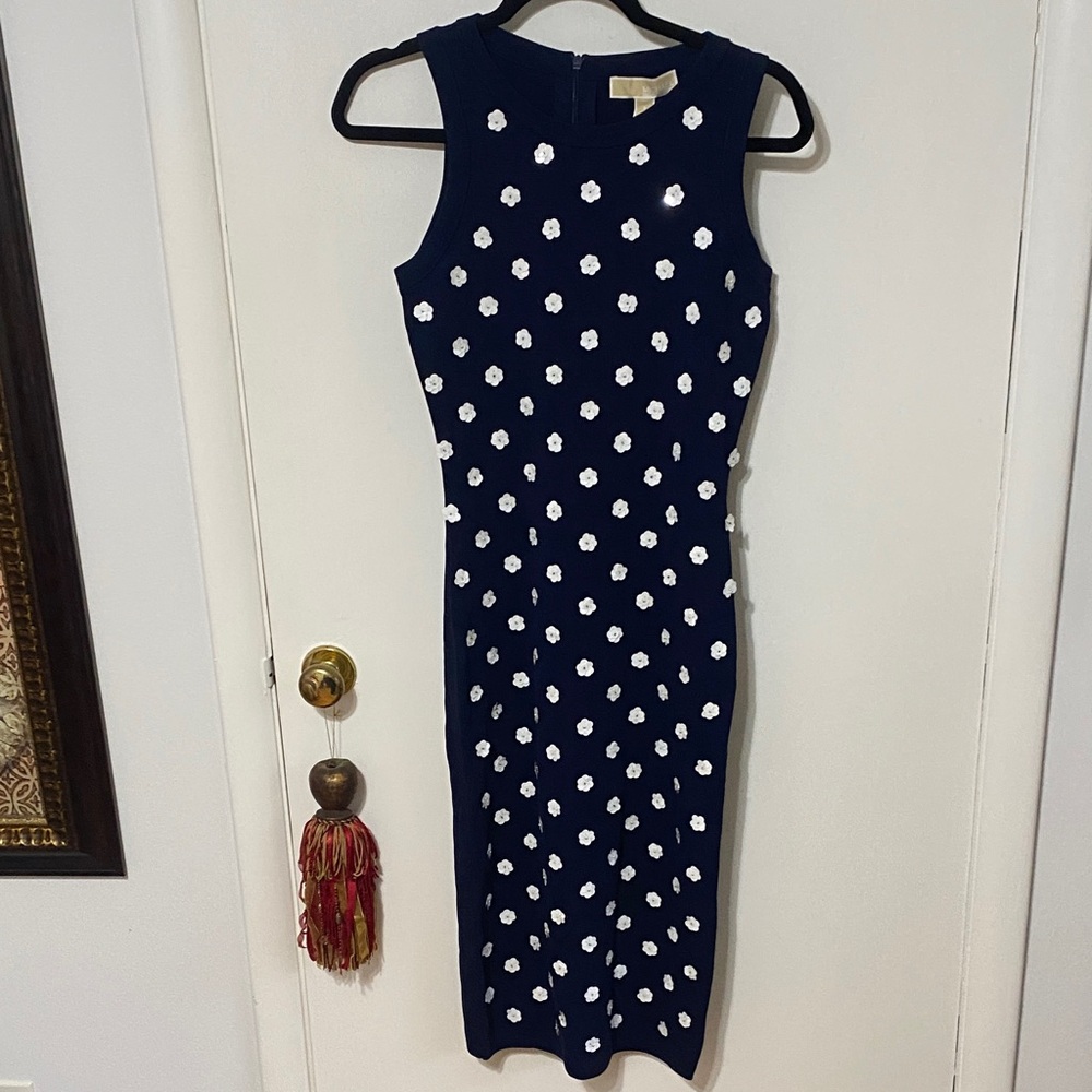 MICHAEL Michael Kors Navy Dress with White Floral Design